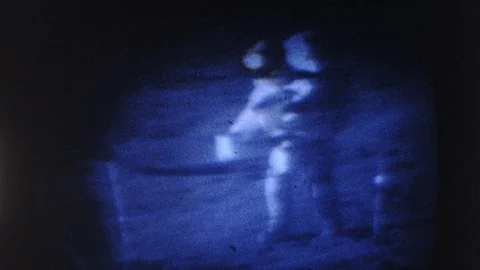 1960s Apollo 11 1st First Walk Man on the Moon Moonwalk Vintage Old Film Movie Stock-Footage 105816627