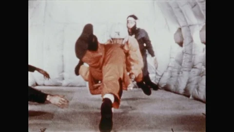 1960s: Astronauts floating in zero gravity aircraft. Stock Footage 109216499