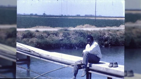 People Fishing Boat Circa 1960 Black White 1950s Poster