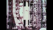 1960S: Bottom To Top View Of Space Rocket Attached To Scaffold. View Of Rocket's Stock Footage