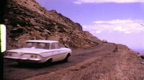 1960s Car FORD on Hilltop DESERT Open On Road Travel Vintage Film Home Movie  Stock Footage