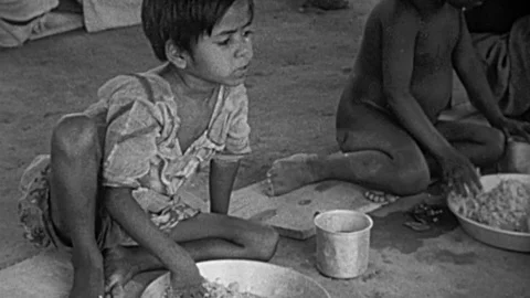 1960s Child Feeding Program Hungry Kids Receive Food Aid Vintage Film Movie Видео 76533178