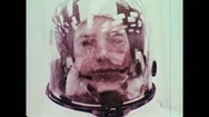 1960S: Close Up Of Nasa Astronaut's Face Inside Helmet. Nasa Men Help Astronauts Stock Footage