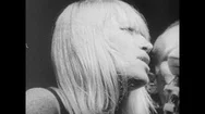 1960S: Close Up View Of Woman With Light Hair Singing Into Microphone  Stock Footage