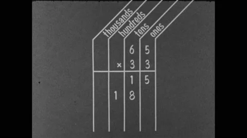 1960s: Column of numbers, multiplication... | Stock Video | Pond5