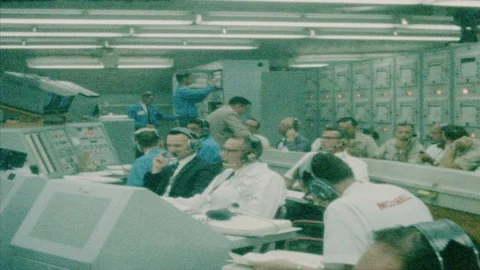 1960s: Control room. Men sit and talk. ... | Stock Video | Pond5