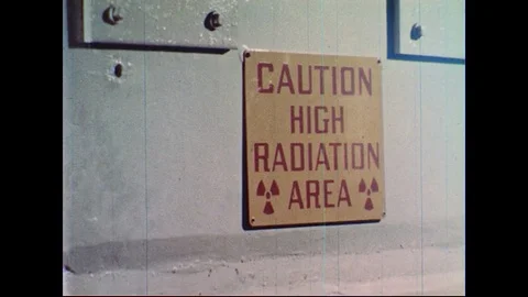 1960s : Engineer Testing Inside a Ship's Radiation Room Stock Footage 74675336