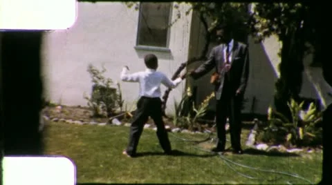 1960s FATHER and SON Together African BLACK American Vintage Film Home Movie Stock Footage