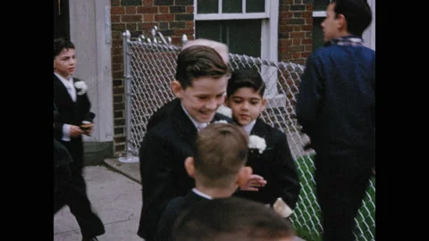 Boy Man GIVING CORSAGE Girl Teen Prom Co, Stock Video