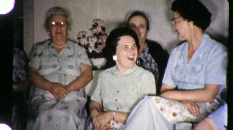 1960s Happy Women Laugh Sit Talk Women Club Girlfriends Vintage Film Home Movie Stock Footage
