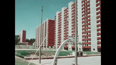 1960s: High-rise buildings. Traffic around historic structure. Map of South Stock Footage 291336341