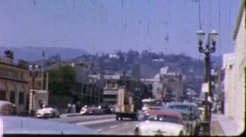 1960s HOLLYWOOD Boulevard LA California Street Vintage Vintage Film Home Movie Stock Footage