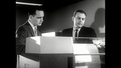 1960s IBM Computer Programing Science Theory Console Vintage Film Industry Movie Video stock 122618940