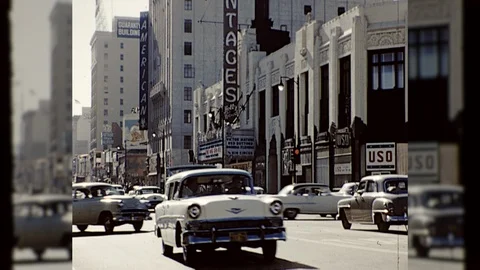 1960s Intersection Hollywood Vine Street Los Angeles CAL Vintage Film Home Movie Stock Footage