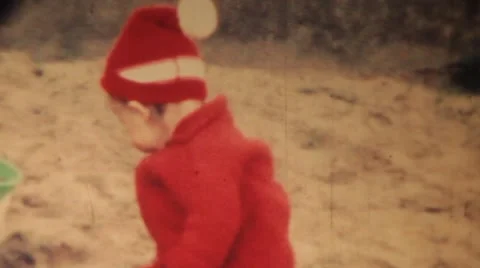1960s Kid in red jacket and hat  Video stock 56255767