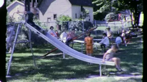 1960s KIDS at Play on Slide PLAYGROUND Stock Video Pond5