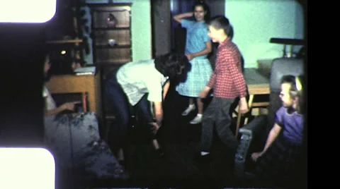 1960s Kids Wacky Wild DANCE PARTY Children Play DANCING Vintage Film Home Movie Stock-Footage