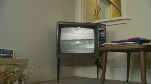 1960's Kodak movie camera commercial on old tv Stock Footage 23516938