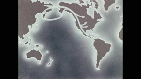 1960s: Lines appear on animated map.  Native Americans sit and talk outside Stock Footage 156342523