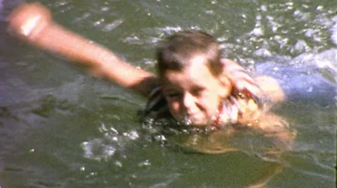 1960s Little Boy Swimming Wear Life Pres... | Stock Video 