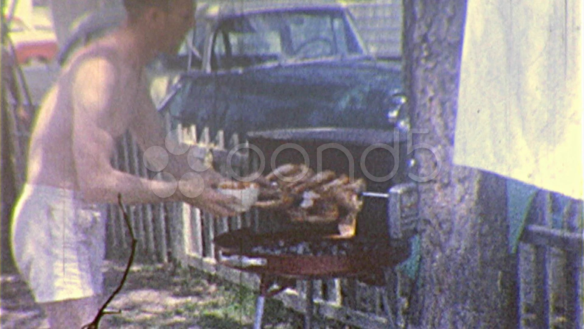 1960s Man BBQs Chicken Barbecue GRILLED Summertime Cook Vintage Film Home  Movie