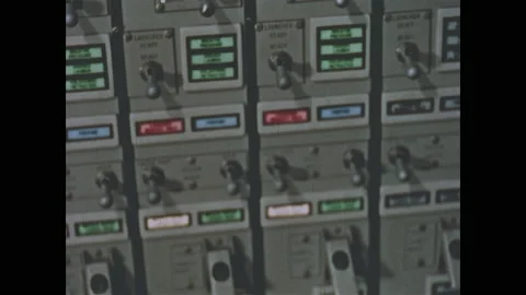 1960s: Man at work in control room in submarine. Man writes in notebook. Sailors Stock Footage 151608488