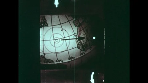 1960s: Map Of Earth On Screen With Arrow 