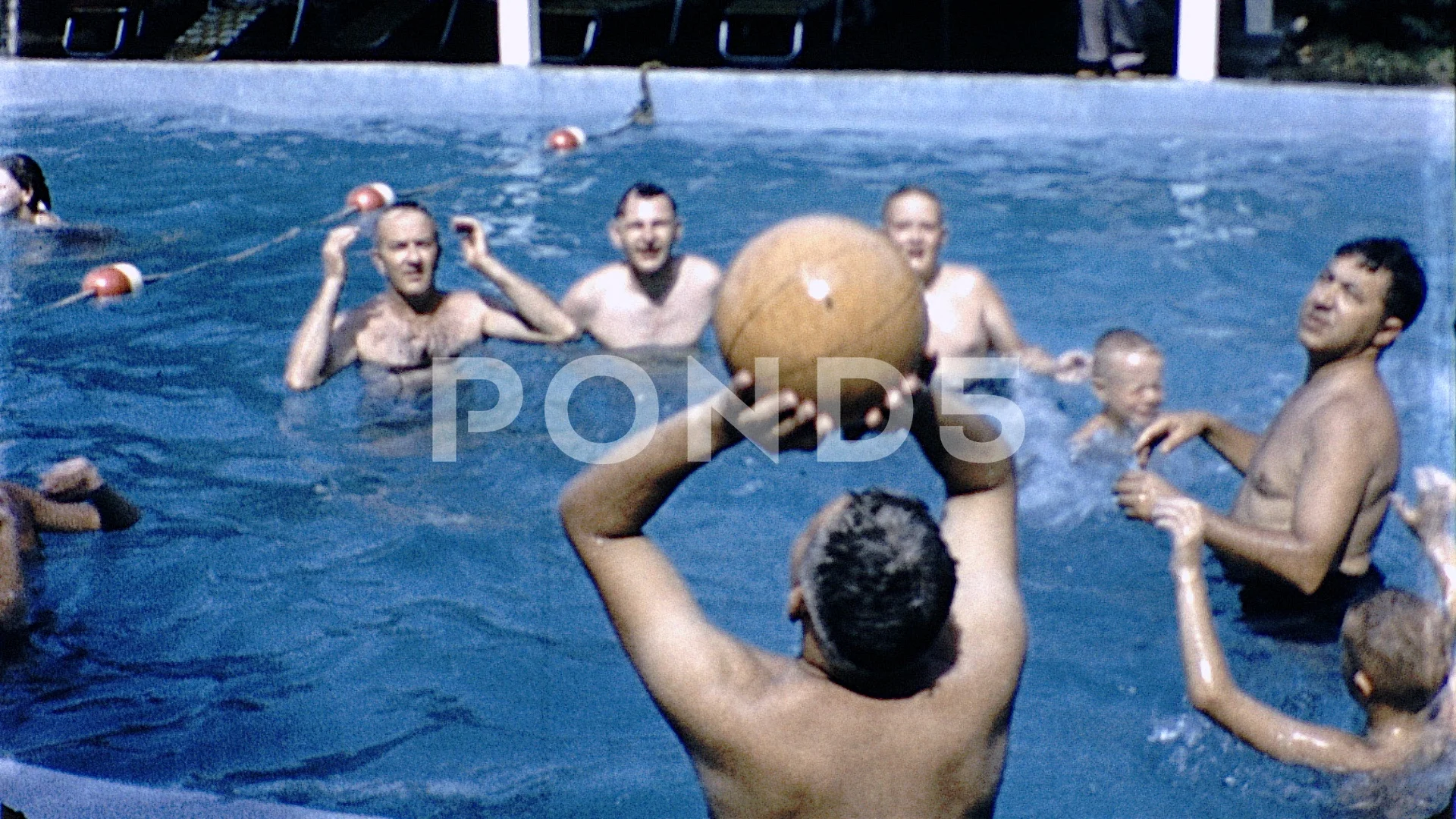 1960s Men And Boys Play Volleyball Pool ... | Stock Video | Pond5
