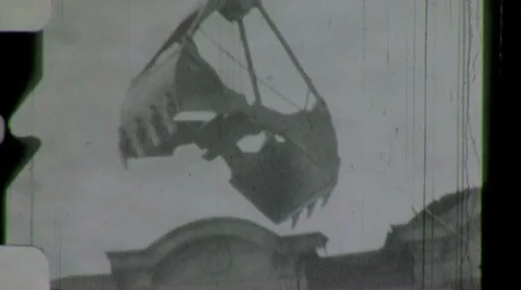 1960s Men Knocking Down Old Building Demolition Vintage Film Home Movie Stock Footage 8946103