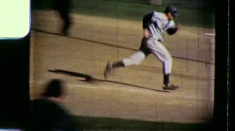 1960s Men Play BASEBALL PLAYER GAME Home Run Batter Team Vintage Home Movie Film 库存影片 11707146