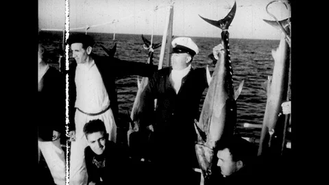 1960s: men posing with caught fish, peop... | Stock Video | Pond5