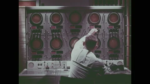1960s: Men work with sonar machines.  Sailors board ship.  Ship at sea. 스톡 동영상 151606200