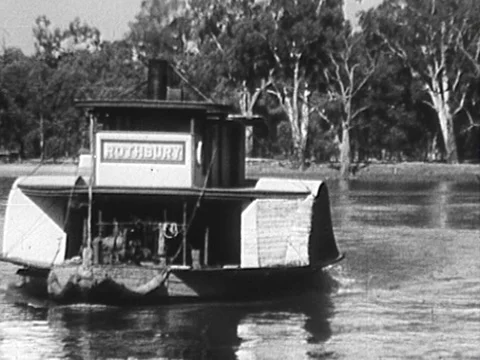 1960s: Murray River Paddle Steamer, Echuca, Australia  Stock-Footage 75600817