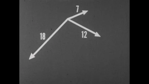 1960s: Numbers appear over diagonal arrows.  X/Y graph appears over angled Stock Footage 255303189