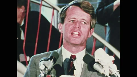 1960s Oregon: Robert F. Kennedy stands a... | Stock Video | Pond5