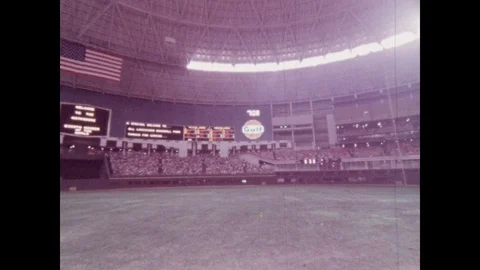 1960s: Panning shot of interior of baseball stadium. Stock Footage 104882775