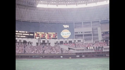 1960s: Panning shot of interior of baseball stadium. Stock Footage 104882847