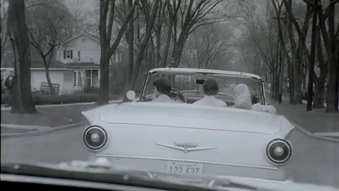 1960s People Driving Teens Suburban Beverly Chicago Vintage Old Film Home Movie Stock Footage