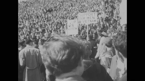 1960s: Protest crowds march in San Francisco streets. Crowds of protestors Stock-Footage 141346341