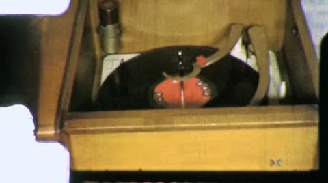 1960s RECORD PLAYER Turntable Plays Music an Album Vintage Retro Film Home Movie Stock Footage 12615110