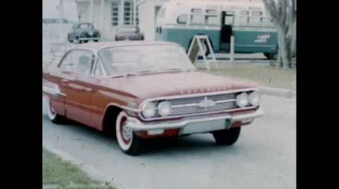 1960's Red Chevy Stock Footage 45200638