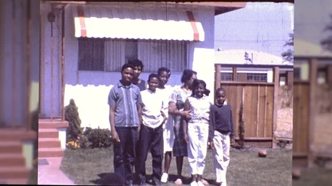 1960s Reunion African American Black Family Together Vintage Film Old Home Movie Stock Footage