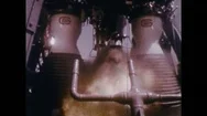 1960S: Rocket Engines Fire / Smoke By Engines / Low Angle View, Rocket Takes Off Stock Footage