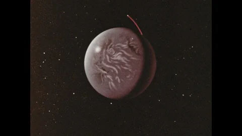 1960s: Satellite orbits Earth. Animation shows how satellite moves. Stock Footage 101667043