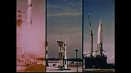 1960S: Space Rocket Takes Off. Illustration Of Space Shuttle. Model Of Space Stock Footage