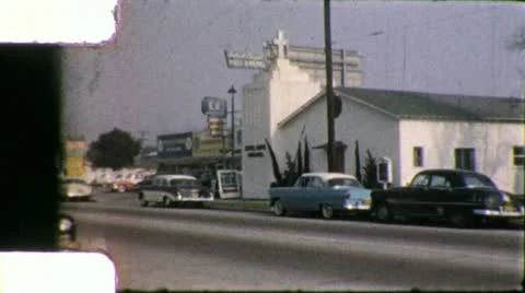 1960s Street Scene Christian CHURCH City Vintage Film Retro Home Movie 8mm Stock Footage