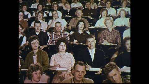 1960s: students listen to lecture in hal... | Stock Video | Pond5