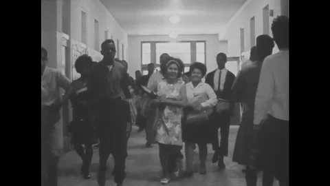 1960s: Students in School Corridor Stock Footage 74928155