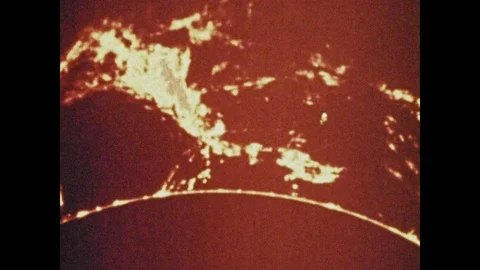 1960s: Surface of the sun. Aurora lights. Stock Footage 109216250