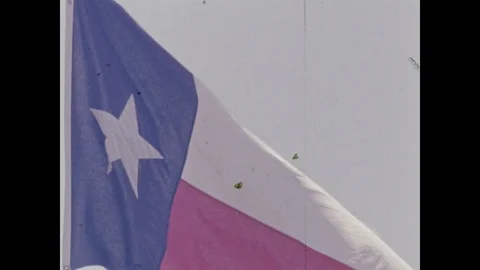 1960s: Texas state flag waves in the wind. Stock Footage 104882536